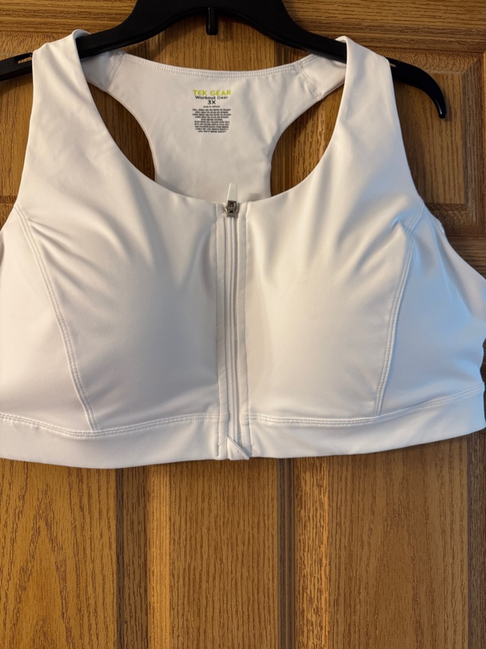 Tek Gear White Front-Zip Racerback Support Sports Bra